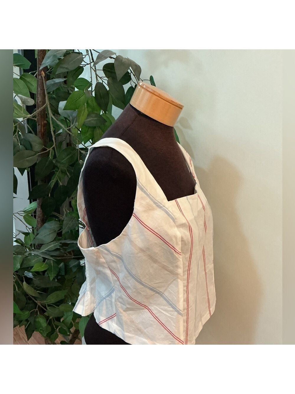 Maurices striped cotton poplin corset cropped tank top Woman’s XL - Picture 5 of 13